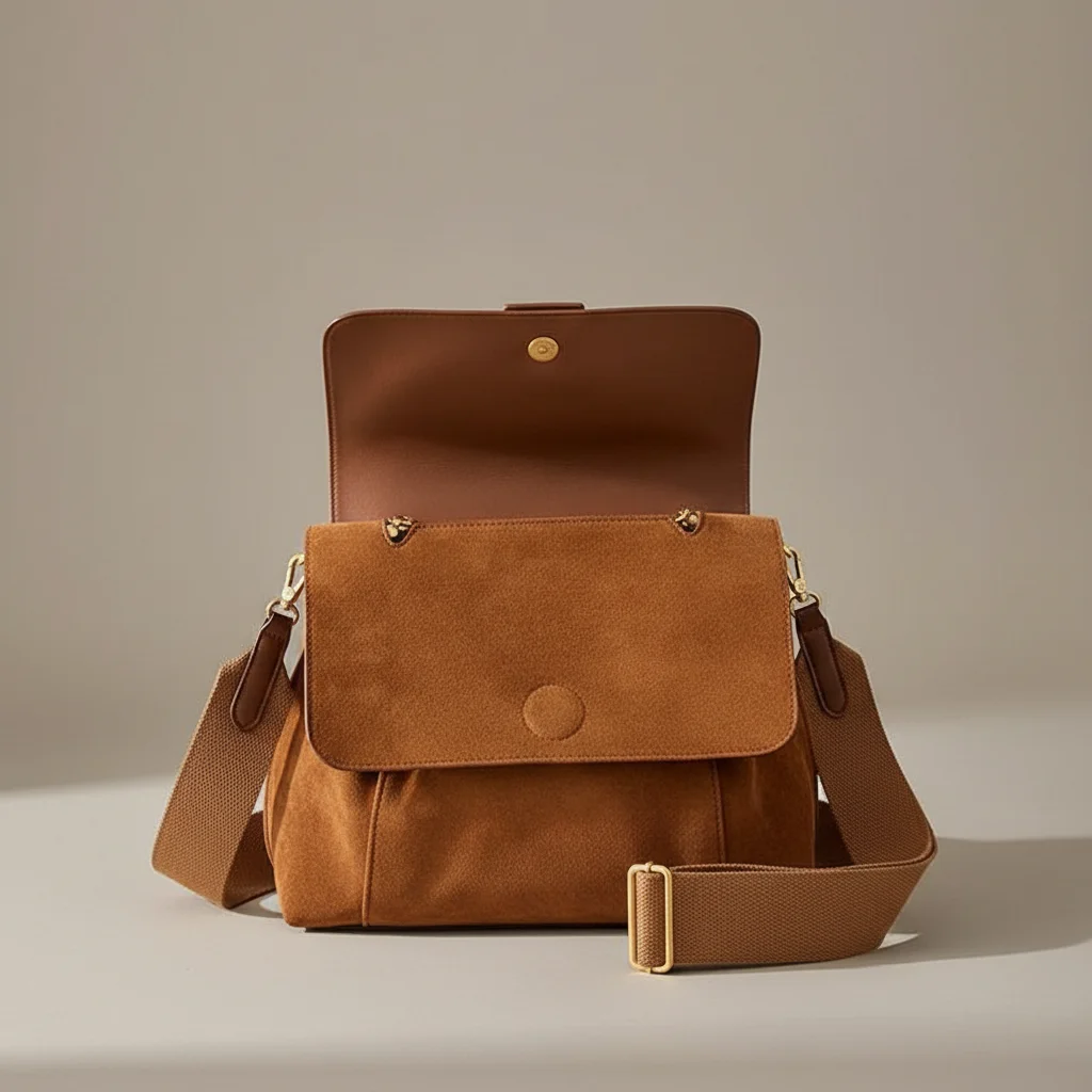 Sac besace femme daim élégant quotidien - Vue 3 - Sac Besace