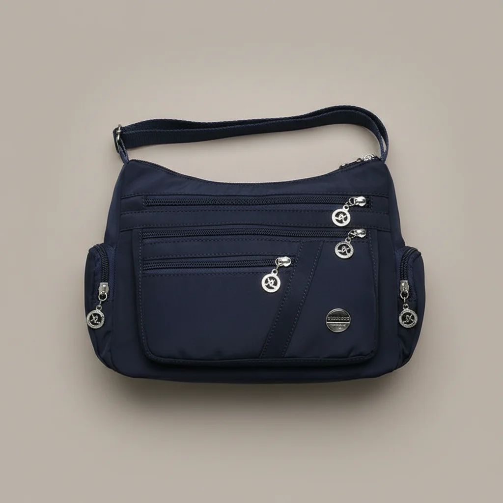 Sac besace femme multipoches tissu oxford - Vue 3 - Sac Besace