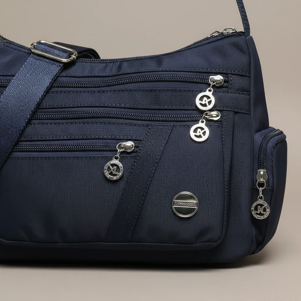 Sac besace femme multipoches tissu oxford - Vue 4 - Sac Besace